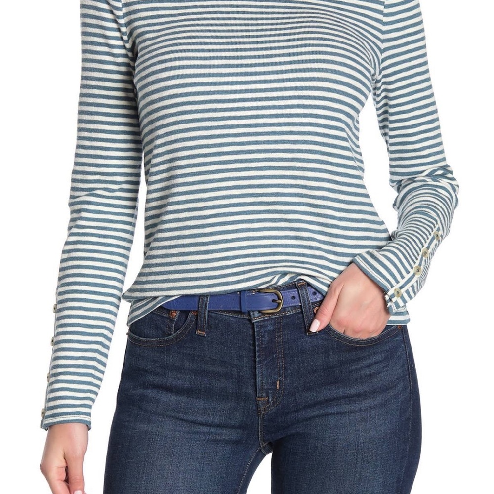 Madewell Crew Neck Medium Stripe Long Sleeve Shirt